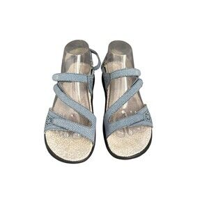 JBU by Jambu Sandals Denim Color Embossed 4-Strap Memory Foam Comfort Size 9M